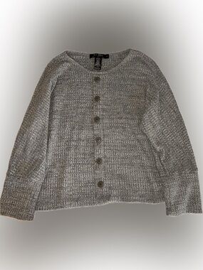 Zara Heathered Gray Button-Front Cardigan